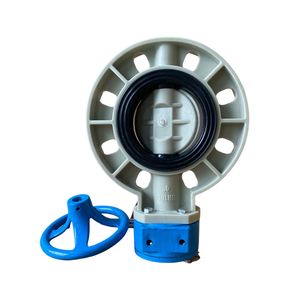 Vrai bas <span class=keywords><strong>prix</strong></span> grande taille DN500 20 pouces toutes les tailles EPDM siège roue à main engrenage plaquette cosse bride PP polypropylène vanne papillon - Product Image 4