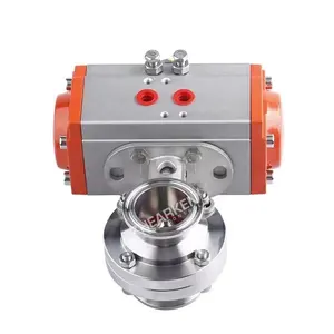 3"DN50 SS304 SS316 Female Thread Pneumatic Actuator Sanitary Clamp Stainless Steel Butterfly Valve