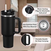 Gobelet isotherme avec poignée et paille, en acier inoxydable à double paroi, bouteille d'eau réutilisable pour voiture, salle de sport, bureau