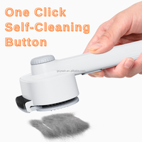 Brosse autonettoyante 2-en-1 pour animaux de compagnie, peigne réglable pour l'élimination des poils de chat et de chien