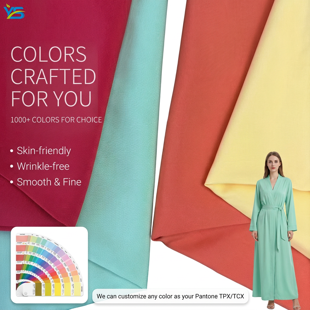 Factory Hot Sale 45S100%Rayon 110gsm Fabric And Dyed Abaya Fabric Or Viscose Rayon Fabric For Women Clothing