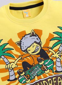 เสื้อยืดเด็กผู้ชายพิมพ์ลายสเก็ตบอร์ด ผ้าฝ้าย ใส่สบาย ระบายอากาศได้ดี เหมาะสำหรับฤดูร้อน แขนสั้น สไตล์ลำลอง - Product Image 4