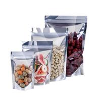 Sacs d'emballage alimentaire semi-transparents en aluminium PE avec fermeture éclair pour thé, fleurs, fruits secs, aliments pour animaux, pizzas, sucre et snacks