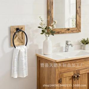 Porte-serviettes mural en bois sur mesure pour éviers, rangement pour serviettes et débarbouillettes, porte-mouchoirs en fer et bois - Product Image 1