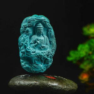 ターコイズ仏像手描き彫刻石彫刻 - Product Image 2