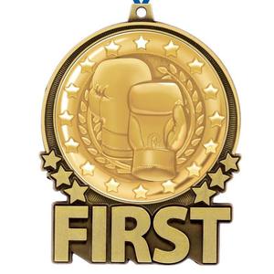 Noble Luxury Gold Boxing Medal Premier <span class=keywords><strong>prix</strong></span> avec des gants Stars Laurel Design - Product Image 1