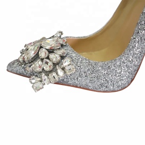 Chaussures à talons hauts sexy argentées sur mesure, nouvelle collection printemps-été-automne 2023, pour femmes, grandes tailles, chaussures de mariée, talons fins - Product Image 6