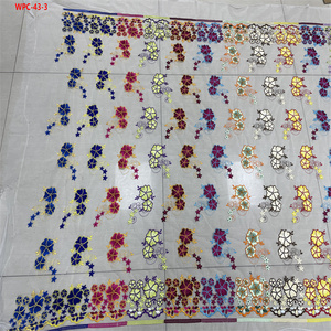 여성 드레스 의류용 공장 맞춤 꽃과 색상 자수 화이트 메쉬 튤 레이스 원단 순수 자수 원단 - Product Image 4