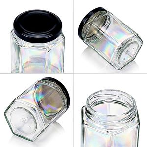 Bocal en verre hexagonal de qualité alimentaire 45-730 ml, récipients hermétiques pour miel, confiture, bonbons, chocolat, nourriture pour animaux, bocal en verre vide - Product Image 3