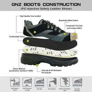 Sepatu pria konstruksi potongan rendah antilembap antilicin grosir sepatu injeksi PU pria 2024