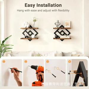 Wall Mounted Wooden <b>Shelf</b> 31.9 In Double Layer Heavy Duty Storage For <b>Bedroom</b> Living Room - Product Image 5