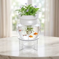 Mini aquarium de bureau KAJI Creative Lazy Person, vase à fleurs hydroponique en plastique transparent avec base pour Pothos et plantes vertes