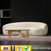 Furnitur Ruang Tamu Modern Bergaya, Sofa Kursi Santai Berlapis Beludru dengan Busa Kepadatan Tinggi dan Sandaran Lengkung