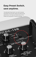 Amplificateur de basse JOYO DC15B blanc certifié CE/RoHS avec fonction de boucle et d'accompagnement, construction métallique durable, commande par bouton, 6200g