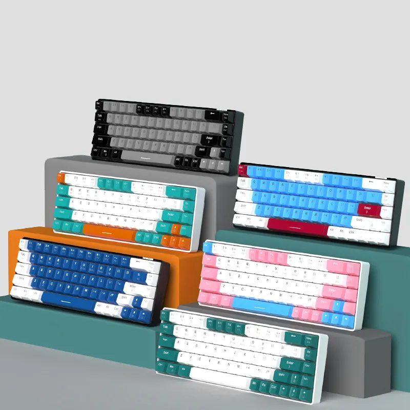 Ajazz K685T 68 touches 65% filaire USB clavier de jeu rétro-éclairé OEM clavier clavier mécanique pour ordinateur portable Gamer