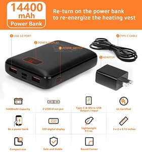 Veste chauffante <span class=keywords><strong>rétractable</strong></span> pour homme, gilet léger avec capuche chauffante électrique, vêtements poids 14400mAh, batterie incluse - Product Image 5