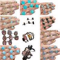 Bagues en pierres précieuses naturelles en gros : Larimar, Citrine, Aigue-marine, Opale, Cristal sculpté, forme ovale, tendance mode pour femme