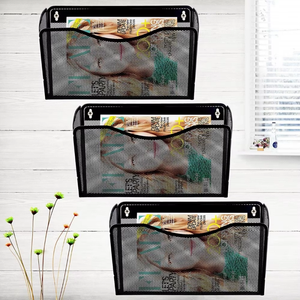 Văn Phòng Lưới Kim Loại 3 Pocket <span class=keywords><strong>Rack</strong></span> <span class=keywords><strong>Wall</strong></span> Mount Treo Tập Tin Thư Mục Tạp Chí Magnetic Label Chủ Tường Organizer - Product Image 6