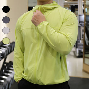 Moda de secado rápido para <span class=keywords><strong>hombre</strong></span> Jogging Fitness negro entrenamiento cremallera completa cuello <span class=keywords><strong>Hoodrich</strong></span> Chaqueta ligera ponderada - Product Image 3