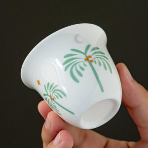 Set di 6 Tazze da Caffè <span class=keywords><strong>Kava</strong></span> in Porcellana Verde/Cenere Stile Contemporaneo Mediorientale con Piattini, Riutilizzabili e Portatili, Design Arabo - Product Image 2