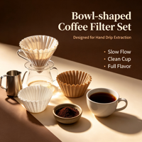 Filtre à café rond en acier inoxydable à haute résistance, difficile à casser, disponible en plusieurs styles, pour la restauration et le service de boissons