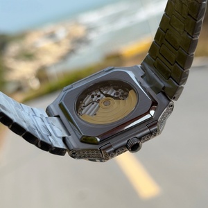 Montre mécanique automatique de qualité supérieure avec verre saphir, bracelet en acier inoxydable serti de diamants et design luxueux - Product Image 3