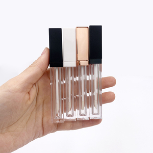 Stock de tubes à rouge à lèvres vides transparents, carrés, blancs, noirs, marron, avec couvercle doré, pour la beauté, avec emballage - Product Image 6