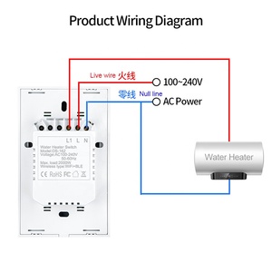 สวิตช์เครื่องทำน้ำอุ่นระบบสัมผัสอัจฉริยะ20A ควบคุมแอปแบบสี่เหลี่ยมผืนผ้ามาตรฐานอเมริกันสวิตช์อัจฉริยะ Wi-Fi - Product Image 6
