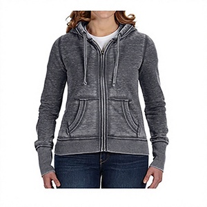 Sudadera con Capucha de Alta Calidad, 500gsm, Gruesa, con Cierre, para Mujer, Forro Polar, Transpirable, Mezcla de Algodón, Diseño con Hombros Caídos, Corte Holgado - Product Image 1