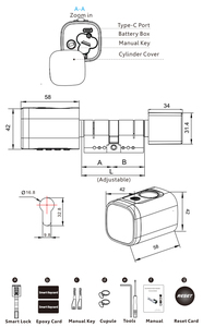 Tuya Ttlock Aluminum Door Keyless Fingerprint RFID Card Key Pin Blue Tooth Electronic <b>Digital</b> Smart Cylinder <b>Lock</b> - Product Image 5