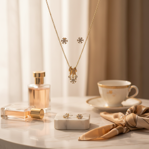 Due pezzi semplice di alta qualità in lega di gioielli Set oro placcato orecchini collana zircone per le donne alla moda ogni giorno indossare occasioni regalo - Product Image 3