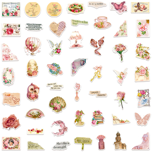 50 pièces Vintage rose Collage Graffiti autocollants pour ordinateur portable <span class=keywords><strong>livre</strong></span> décor esthétique ferraille <span class=keywords><strong>de</strong></span> papier mignon fille autocollant - Product Image 3
