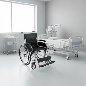 C910 स्टील क्रोमड फ्रेम फोल्डेबल बैकरेस्ट डिचेबल पु आर्मरेस्ट स्टील कार्यात्मक मैनुअल व्हीलचेयर - Product Image 6