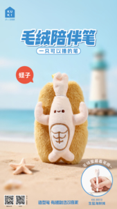 KUKI – Nouveauté : Stylo en peluche mignon et dynamique, papeterie de dessin animé Kawaii pour étudiants - Product Image 4
