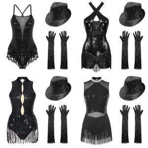 Traje de Danza Latina para Mujer, Leotardo con Guantes y Sombrero, para Tango, Cha-Cha, Samba, Clases de Baile, Vestido de Salón Profesional - Product Image 1