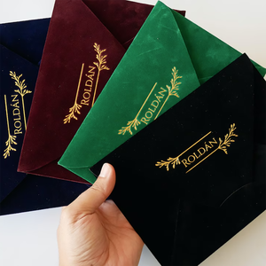 Sobres <span class=keywords><strong>de</strong></span> Terciopelo Personalizados para Boda con Invitación en Dorado, Monograma Personalizado, Elegantes Sobres para Celebración <span class=keywords><strong>de</strong></span> Matrimonio - Product Image 1