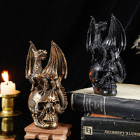 Figurines en résine personnalisées OEM, dragon ailé, statue gothique, finition bronze vintage, polyrésine, décoration gothique pour la maison, ornements de fête