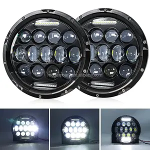 7" Round Halo Angle Eyes LED Headlight 75W DRL H4 Hi/Lo Beam Daytime Running Light Spotlights fo Wrangler Off-road vehicle 4X4