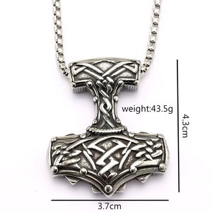 yunnique Vintage Stainless Steel <b>Thor's</b> Hammer Pendant Unisex Viking Charm Necklace Gift Jewelry - Product Image 5
