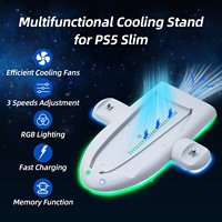 DOBE Dock Chargeur double contrôleur pour PS5 Slim uniquement pour PS5 Gamepad Chargement RGB Support vertical Base de stockage pour DualSense