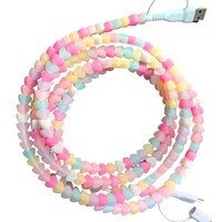 Câble de charge rapide Type-C 2M, design de mode unique, perles multicolores, compatible avec les téléphones et les ordinateurs