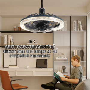 Lámpara de ventilador eléctrico de interior moderna, acrílico CCT regulable para cama, sala de estar, comedor, conversión de frecuencia, luces de ventilador de techo - Product Image 5