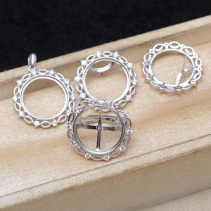 Ensemble en argent S925 avec placage or, perles de marbre DIY, plateau vide de 3 mm, boucles d'oreilles, pendentif, bague de 16,3-16,5 mm, accessoires 6105 - Product Image 2