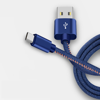 Câble USB en tissu jean OEM 5V 2.1A, câble de données, charge rapide, câble micro USB, logo personnalisé