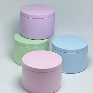<b>Empty</b> Metal Round 2oz 4oz 8oz 16oz Tin Candle Can <b>Box</b> Container Seamless Cream Green Purple Black Pink Candle Tin With Lid 8oz - Product Image 3