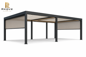 Pérgola independiente RKOVE RK-C3 de 6x8m con múltiples compartimentos, toldo de lujo para comedor junto a la piscina de resort con 2 pantallas ZIP y LED para resorts globales - Product Image 3