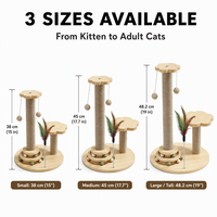 Grand arbre à chat interactif moderne de luxe avec plateau tournant, griffoir en sisal, structure d'escalade en bois massif durable et structure pliable en MDF