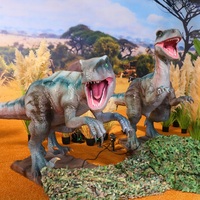 Modèle de dinosaure Velociraptor animatronique grandeur nature en métal pour parc à thème, centre commercial, aéroport