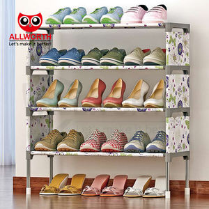 Prezzo di fabbrica risparmio di spazio a buon mercato grande capacità di ferro scarpiera mensola con bordo in tessuto - Product Image 2