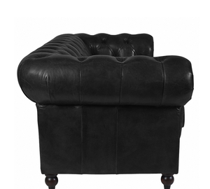 โซฟาเชสเตอร์ฟิลด์ระดับไฮเอนด์ 3 ที่นั่ง หนังแท้ ตกแต่งกระดุมลึก โซฟาอาร์มแชร์ เฟอร์นิเจอร์ห้องนั่งเล่นสุดหรู สไตล์คลาสสิกเหนือกาลเวลา - Product Image 3